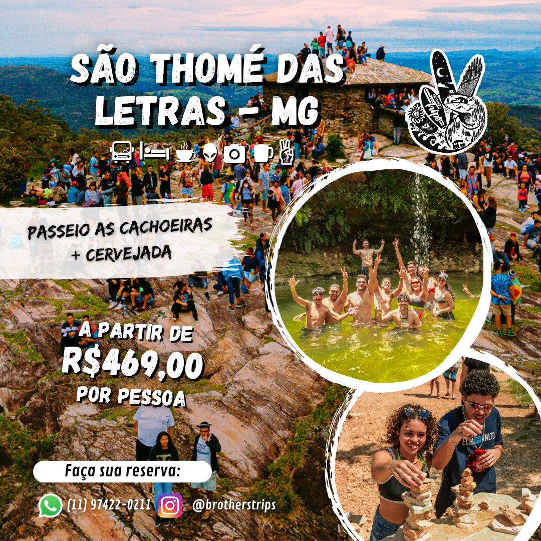 17 a 19/05/2024 - SÃO THOMÉ DAS LETRAS - MG + PASSEIO AS CACHOEIRAS + CERVEJADA